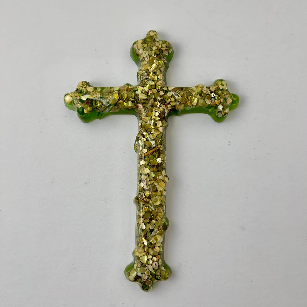 Lucite Mother of Pearl Christian Cross Crucifix Symbol of Faith & Hope VTG 8.25" - Picture 8 of 16